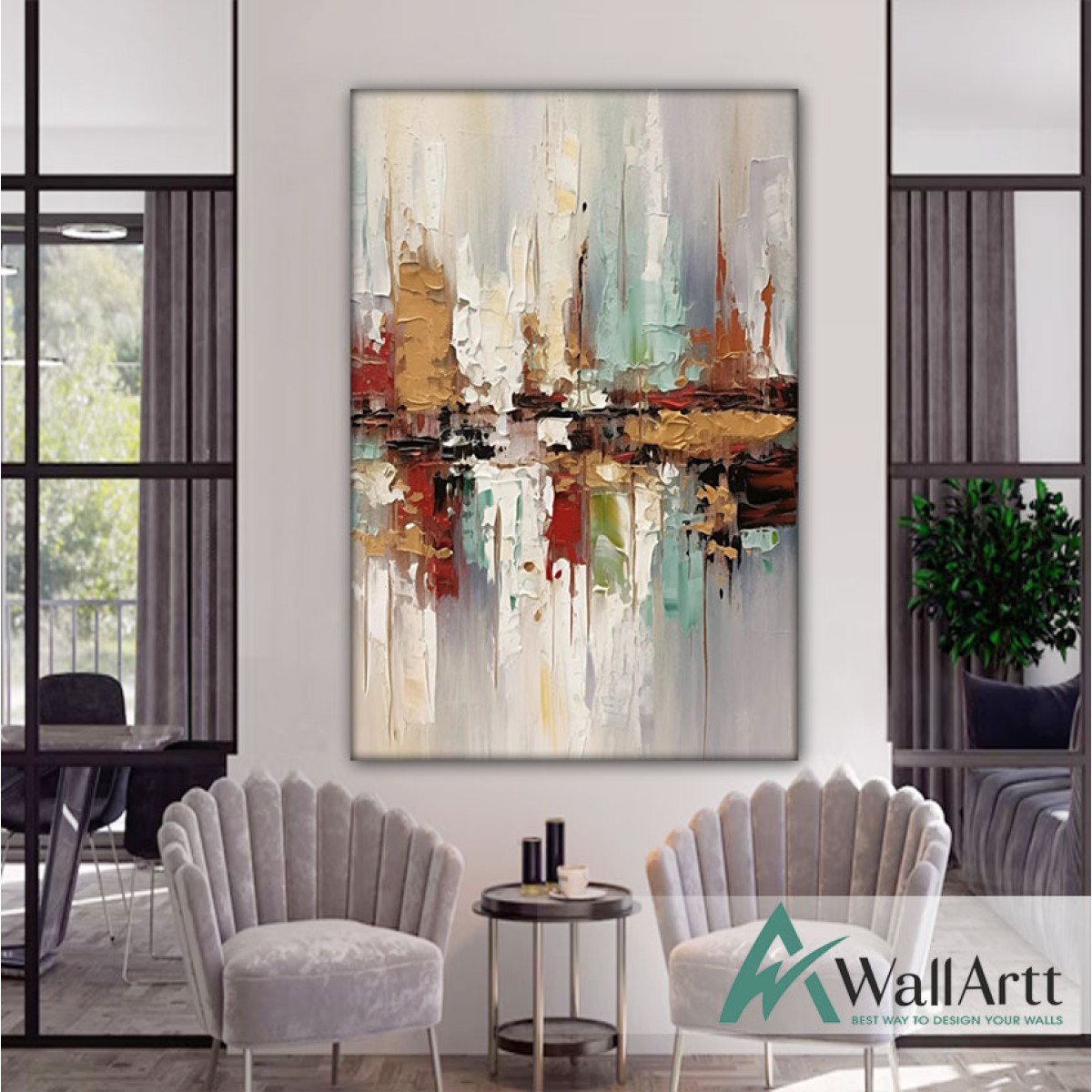 Colorful Reflections 3d Heavy Textured Partial Oil Painting